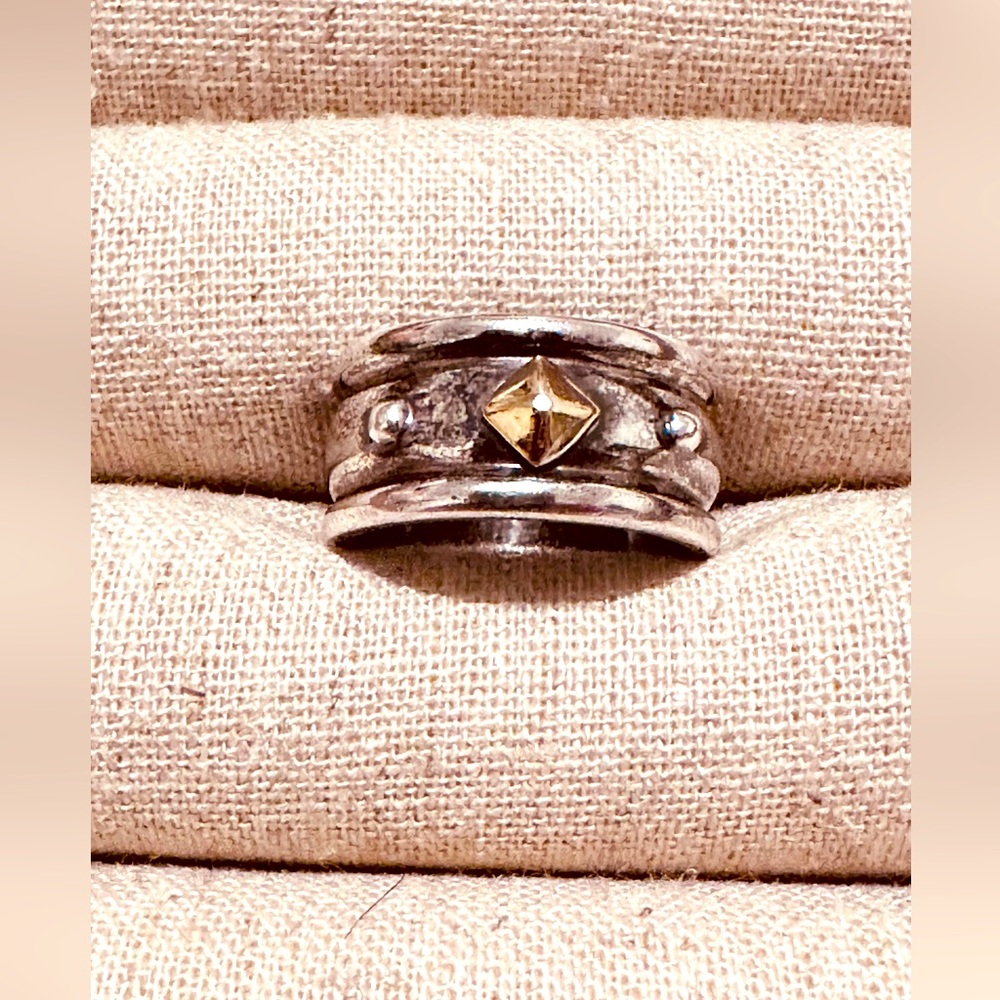 Vintage | Ring | Steling Silver Contemporary Ring with Gold Accents